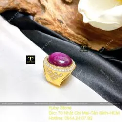 Nhẫn nam Oval Ruby Nam Phi, vàng 18k - Ảnh 6