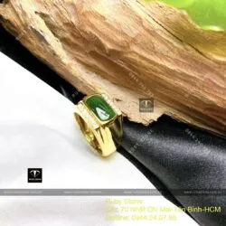 Nhẫn yên ngựa Ngọc bích Canada xanh VIP, vàng 18k - Hình ảnh 4