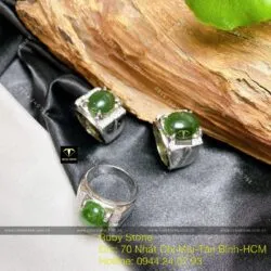 Nhẫn nam Oval Ngọc bích Canada, bạc 925 - Hình ảnh 2