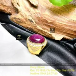 Nhẫn nam Oval Ruby Nam Phi, vàng 18k - Ảnh 4