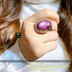 Nhẫn nữ Oval Ruby Nam Phi, vàng 18k - Ảnh 4