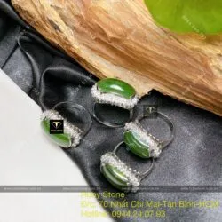 Nhẫn nữ yên ngựa Ngọc bích Canada, bạc 925 - Ảnh 2