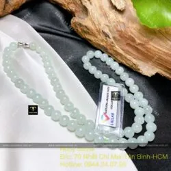 Chuỗi cổ ngọc Cẩm thạch xanh lơ 8 ly - Ảnh 5