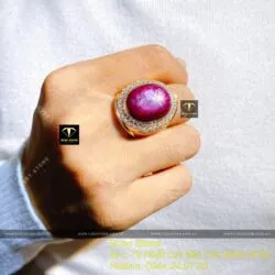 Nhẫn nam Oval Ruby Nam Phi, vàng 18k - Ảnh 8