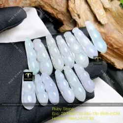 Mặt dây chuyền quả đậu ngọc Cẩm thạch nếp băng - Ảnh 4
