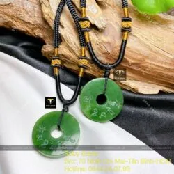 Mặt dây chuyền ngọc bích khắc “Lục Tự Đại Minh Chân Ngôn”, KT 30mm - Hình ảnh 3