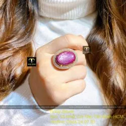 Nhẫn nữ Oval Ruby Nam Phi, vàng 18k