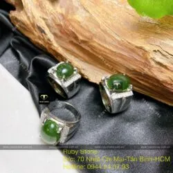Nhẫn nam Oval Ngọc bích Canada, bạc 925 - Hình ảnh 3