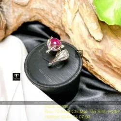 Nhẫn hồ ly Ruby Nam Phi, vàng 18k, kim cương thiên nhiên - Ảnh 7