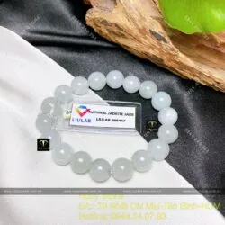 Chuỗi tay ngọc Cẩm thạch nếp băng trắng 10 ly - Hình ảnh 4