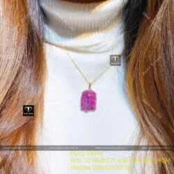 Mặt dây chuyền Chúa Jesus Ruby Nam Phi, vàng 18k - Ảnh 7