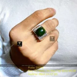 Nhẫn nam Oval Ngọc bích Canada, bạc 925 - Hình ảnh 4
