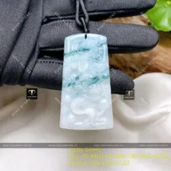 Mặt dây chuyền chạm Rồng ngọc cẩm thạch phiêu lam hoa, KT 50,5mm - Ảnh 3