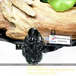 Phật Quan Thế Âm Bồ Tát Phỉ Thuý Mực Dục, KT 52mm - Ảnh 5