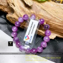 Chuỗi Ruby sao thiên nhiên Guinea 9 ly mix bi vàng 18k