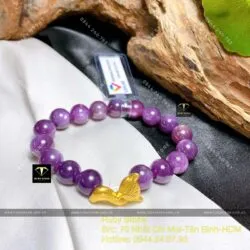 Vòng Ruby sao thiên nhiên Guinea 9,6 ly mix charm vàng 24k - Ảnh 4