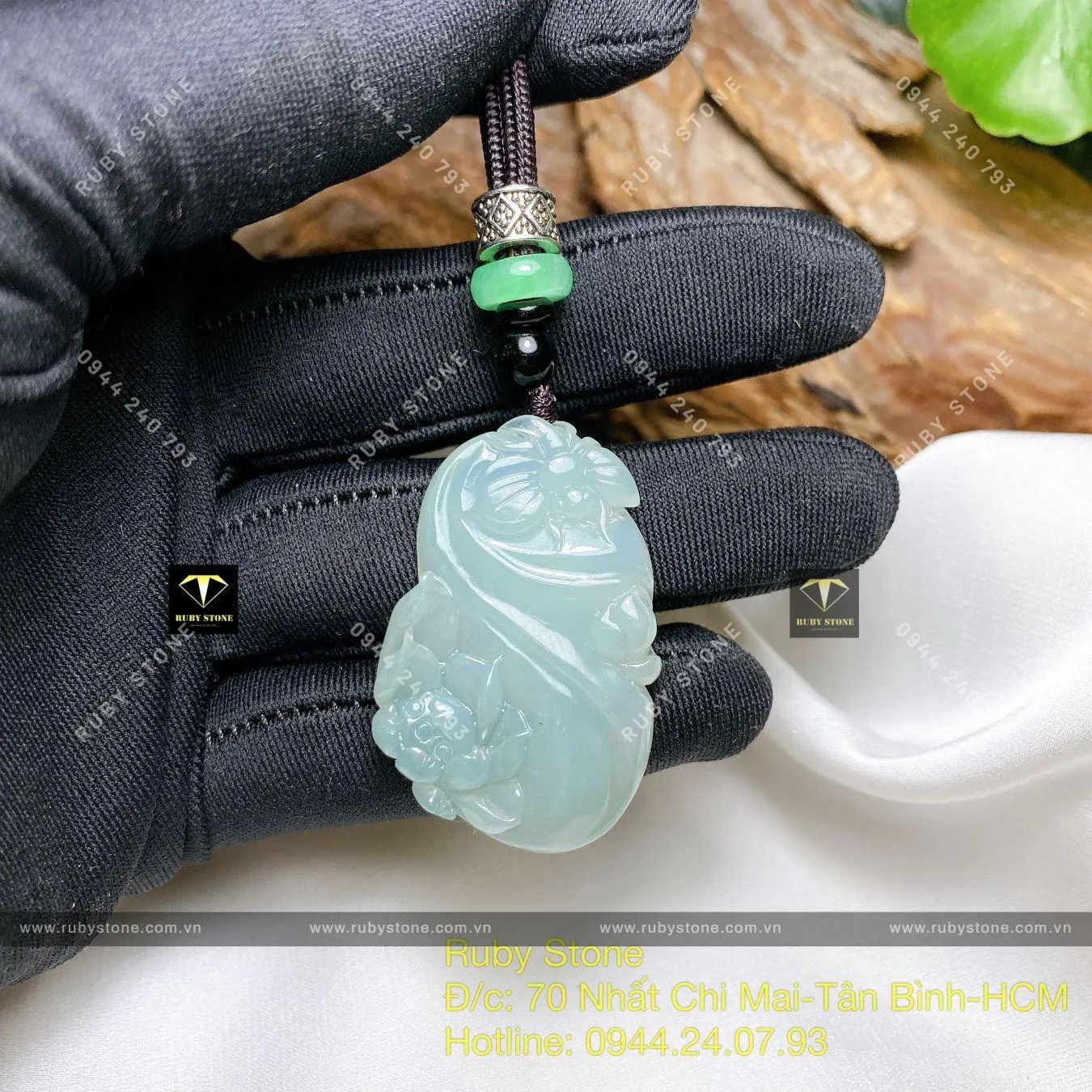 Mặt dây chuyền liên hoa Băng ngọc, KT 40mm Mặt dây chuyền liên hoa Băng ngọc, KT 40mm - Ảnh 3