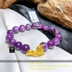 Vòng Ruby sao thiên nhiên Guinea 9,6 ly mix charm vàng 24k