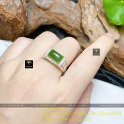 Nhẫn yên ngựa Ngọc bích Canada, bạc 925