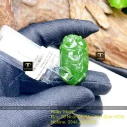 Mặt dây Tỳ hưu trên trái đào ngọc bích Canada nước nhất, KT 36mm - Ảnh 8