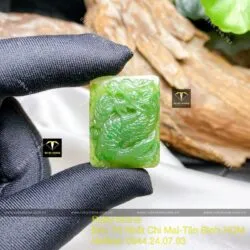 Mặt dây chuyền Cá chép hoá Rồng Ngọc Bích Canada, KT 30mm - Hình ảnh 5