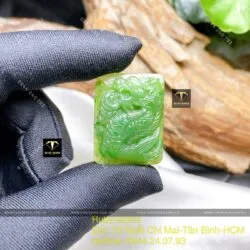 Mặt dây chuyền Cá chép hoá Rồng Ngọc Bích Canada, KT 30mm