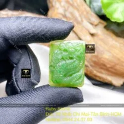 Mặt dây chuyền Cá chép hoá Rồng Ngọc Bích Canada, KT 30mm - Hình ảnh 4
