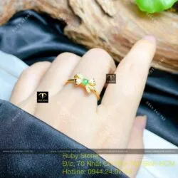 Nhẫn ngọc Phỉ thuý xanh táo, bạc 925