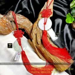 Khấu bình an Ngọc cẩm thạch treo ô tô, KT 51mm
