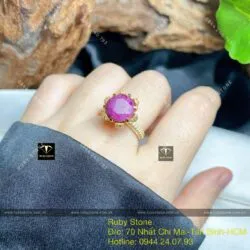Nhẫn Ruby Nam Phi mài giác (facet), vàng 18k - Ảnh 3