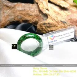 Nhẫn ngọc Cẩm thạch sơn thuỷ, bản 8mm - Hình ảnh 4