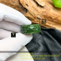 Nhẫn ngọc bích Canada chạm Long-Phụng, bản 12mm - Hình ảnh 6