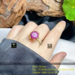 Nhẫn Ruby Nam Phi mài giác (facet), vàng 18k