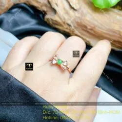 Nhẫn ngọc Phỉ thuý xanh táo, bạc 925 - Hình ảnh 5