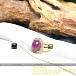 Nhẫn oval Ruby Nam Phi sao thiên nhiên, vàng 18k - Ảnh 6