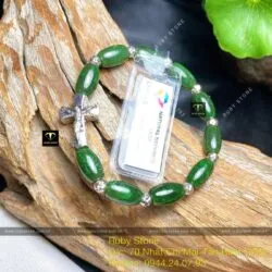 Vòng Mân Côi lu thống ngọc bích Canada, vàng trắng 14k - Hình ảnh 4