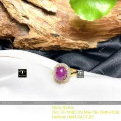 Nhẫn oval Ruby Nam Phi sao thiên nhiên, vàng 18k - Ảnh 7