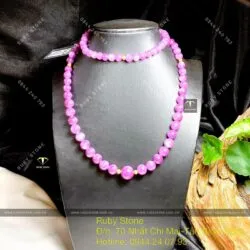 Vòng cổ Ruby sao thiên nhiên, bi vàng 18k - Ảnh 3