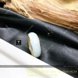 Nhẫn ngọc Cẩm thạch trắng, vàng 18k - Hình ảnh 3