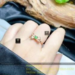 Nhẫn ngọc Phỉ thuý xanh táo, bạc 925 - Hình ảnh 4