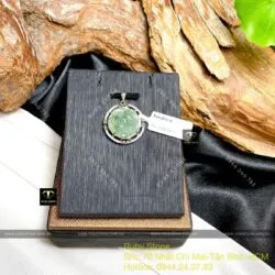 Mặt dây chuyền hoa mẫu đơn ngọc Cẩm thạch lam dầu, bạc 925