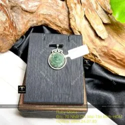 Mặt dây chuyền hoa mẫu đơn ngọc Cẩm thạch lam dầu, bạc 925