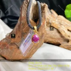 Mặt dây chuyền Oval đá Ruby Nam Phi, vàng 18k - Hình ảnh 2