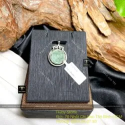 Mặt dây chuyền hoa mẫu đơn ngọc Cẩm thạch lam dầu, bạc 925