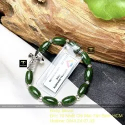 Vòng Mân Côi lu thống ngọc bích Canada, vàng trắng 14k - Hình ảnh 3