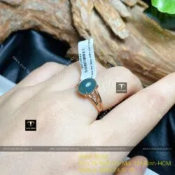 Nhẫn Cẩm thạch Lam ngọc, bạc 925, free size - Hình ảnh 5