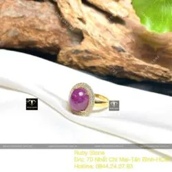 Nhẫn oval Ruby Nam Phi sao thiên nhiên, vàng 18k - Ảnh 5