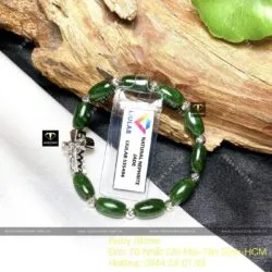 Vòng Mân Côi lu thống ngọc bích Canada, vàng trắng 14k - Hình ảnh 2