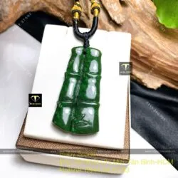 Mặt dây chuyền Trúc Quân Tử ngọc bích, KT 50mm - Hình ảnh 4