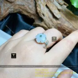 Nhẫn hoa mai ngọc Cẩm thạch trắng, bạc 925 - Ảnh 6